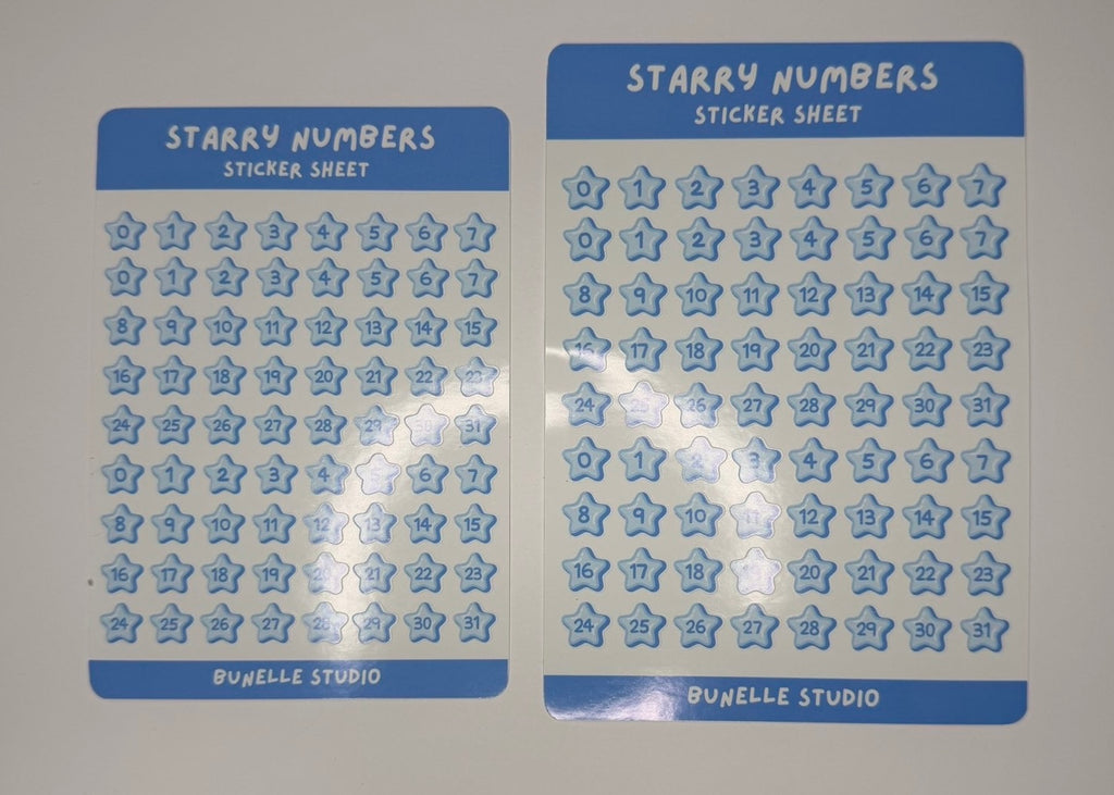 Blue Starry Numbers Sticker Sheet