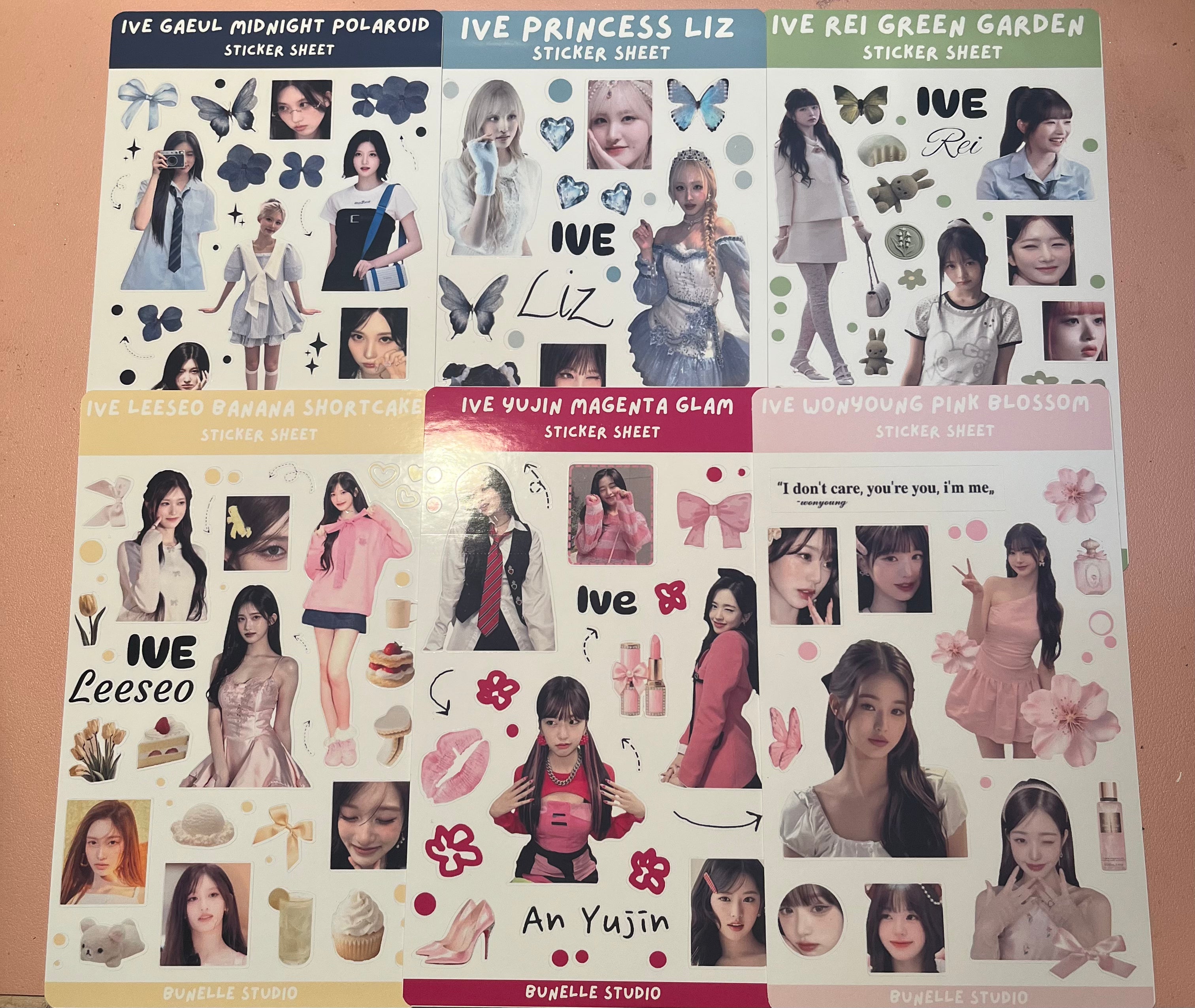 Ive Gaeul Midnight Polaroid Sticker Sheet