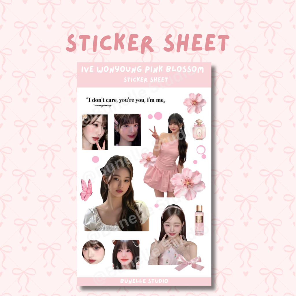Ive Wonyoung Pink Blossom Sticker Sheet
