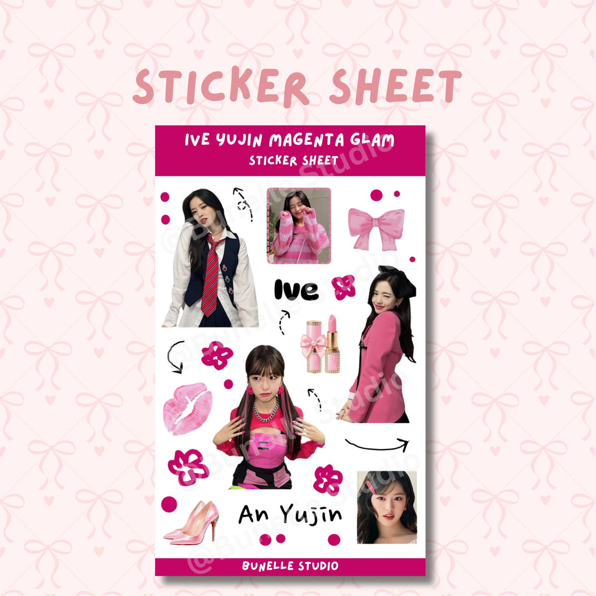 Ive Yujin Magenta Glam Sticker Sheet