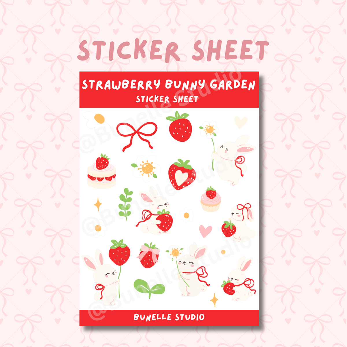 Strawberry Bunny Garden Sticker Sheet